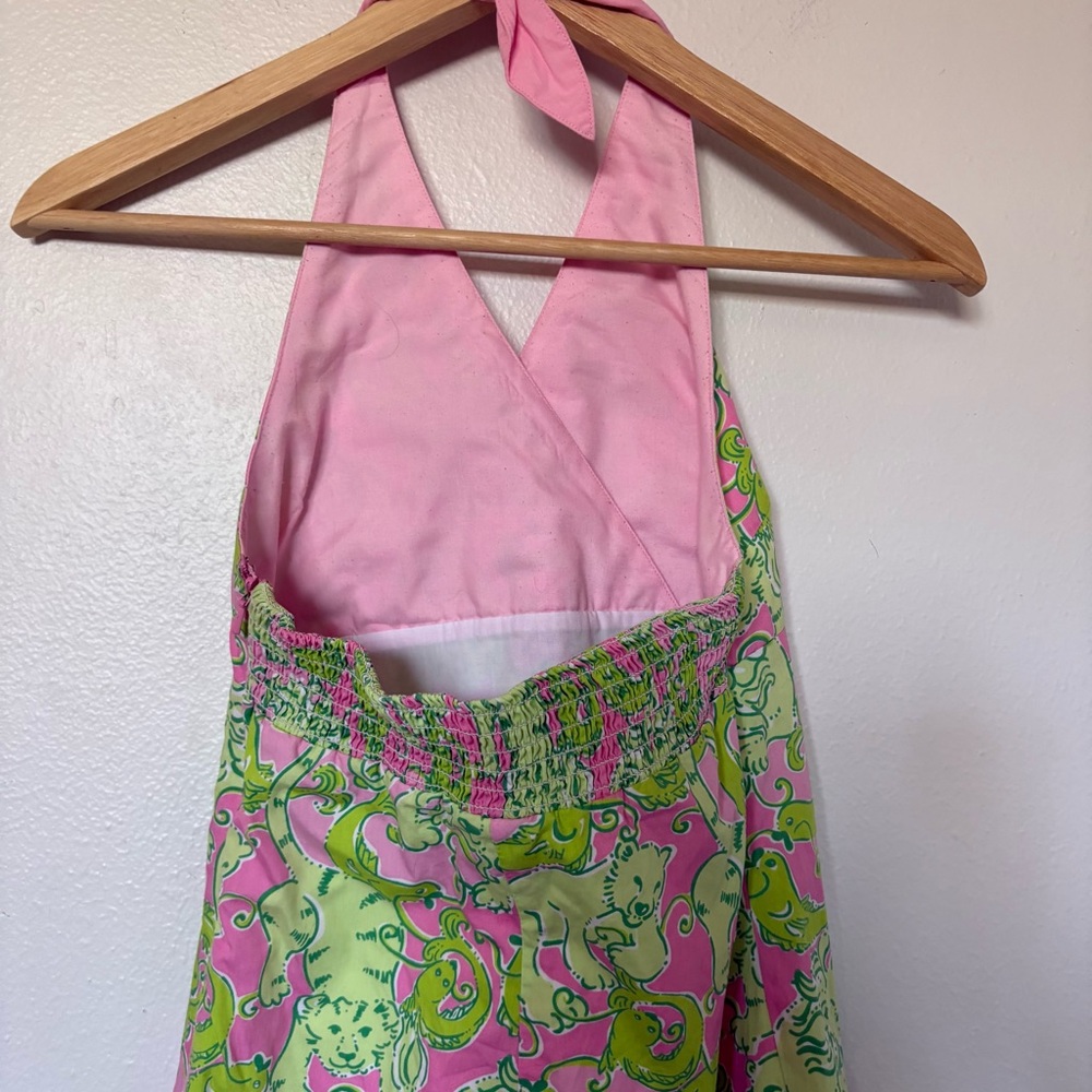 Lilly Pulitzer VTG Vintage‎ Girl’s Halter Dress Pink Green Smocked Size 12 - Picture 5 of 10